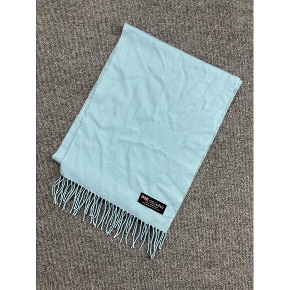 Cashmere Scarf Womens Womens Light Blue Fringe 100% Cashmere Made in Scotland - Picture 1 of 4